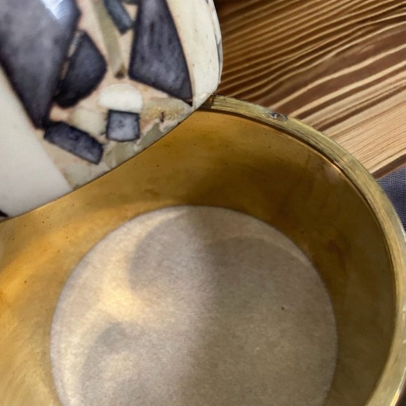 2 Bone Brass Colorful Stripe Bangle Bracelet - Tribal Boho Hippie Bracelet A218 - Picture 2 of 4